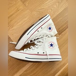 white hightop converse womens 8